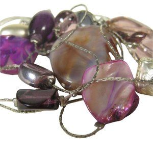 Floating Necklace 25 Inch Beaded Mother-of-pearl Purple Mult-Strand Fashion